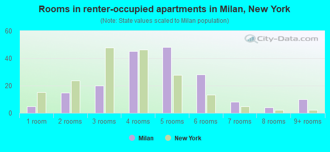 Rooms in renter-occupied apartments in Milan, New York