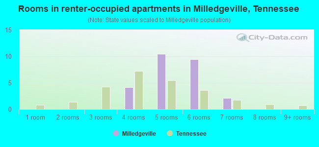 Rooms in renter-occupied apartments in Milledgeville, Tennessee