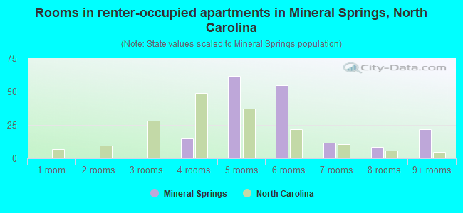 Rooms in renter-occupied apartments in Mineral Springs, North Carolina