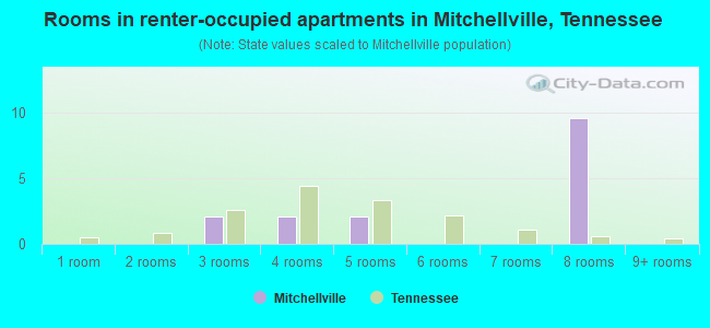 Rooms in renter-occupied apartments in Mitchellville, Tennessee