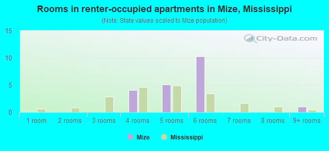 Rooms in renter-occupied apartments in Mize, Mississippi