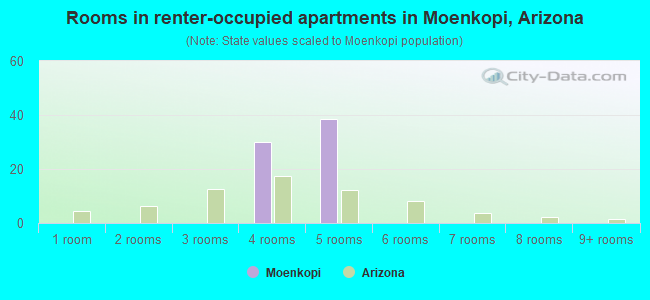 Rooms in renter-occupied apartments in Moenkopi, Arizona