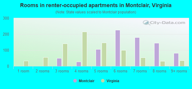 Rooms in renter-occupied apartments in Montclair, Virginia