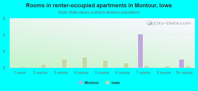 Rooms in renter-occupied apartments in Montour, Iowa