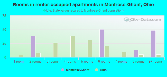 Rooms in renter-occupied apartments in Montrose-Ghent, Ohio