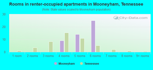 Rooms in renter-occupied apartments in Mooneyham, Tennessee