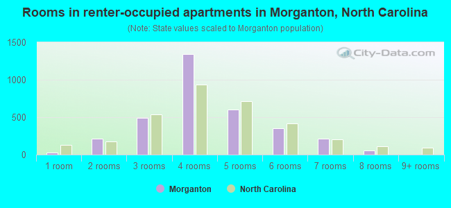 Rooms in renter-occupied apartments in Morganton, North Carolina