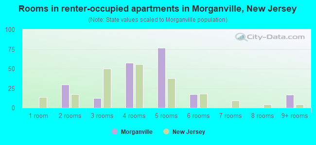 Rooms in renter-occupied apartments in Morganville, New Jersey