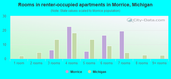 Rooms in renter-occupied apartments in Morrice, Michigan