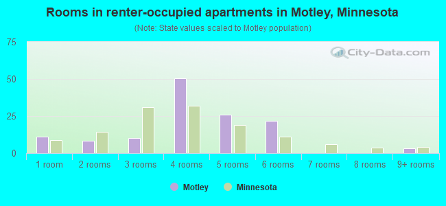 Rooms in renter-occupied apartments in Motley, Minnesota