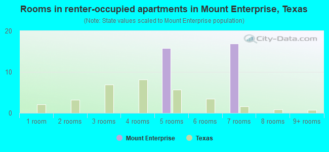 Rooms in renter-occupied apartments in Mount Enterprise, Texas