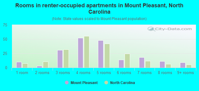 Rooms in renter-occupied apartments in Mount Pleasant, North Carolina