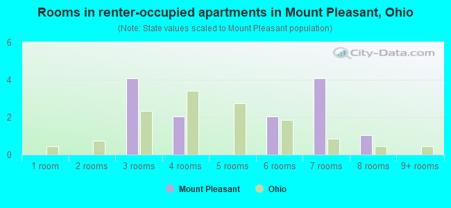 Rooms in renter-occupied apartments in Mount Pleasant, Ohio