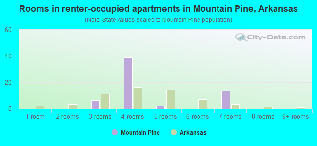 Rooms in renter-occupied apartments in Mountain Pine, Arkansas