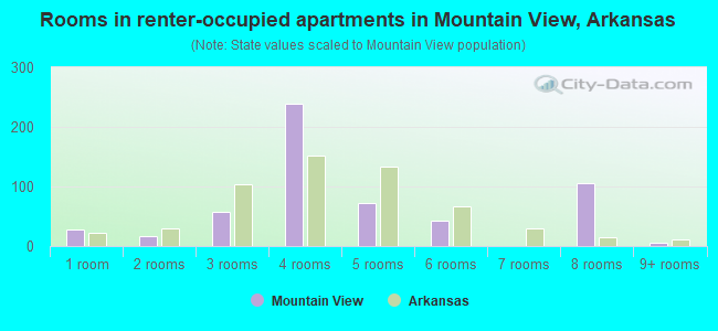 Rooms in renter-occupied apartments in Mountain View, Arkansas