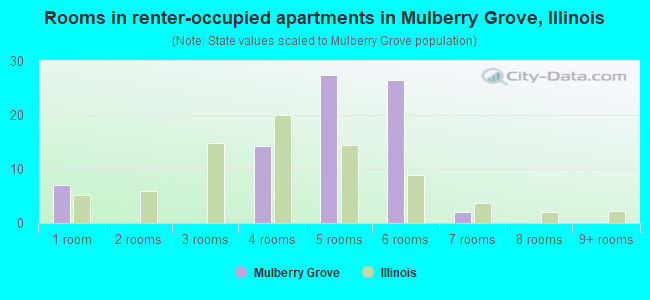 Rooms in renter-occupied apartments in Mulberry Grove, Illinois