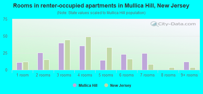 Rooms in renter-occupied apartments in Mullica Hill, New Jersey
