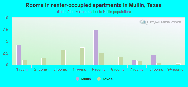 Rooms in renter-occupied apartments in Mullin, Texas