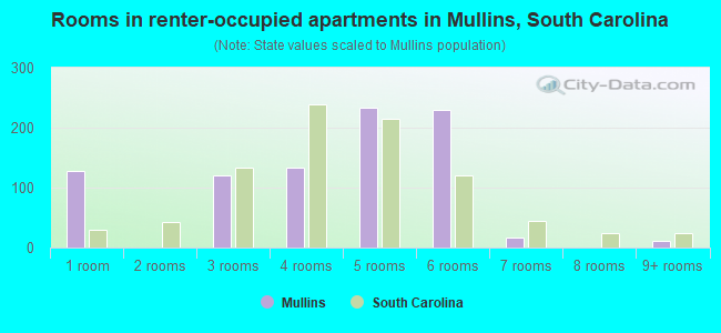 Rooms in renter-occupied apartments in Mullins, South Carolina