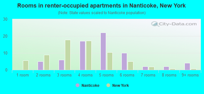 Rooms in renter-occupied apartments in Nanticoke, New York