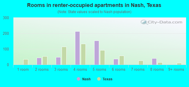 Rooms in renter-occupied apartments in Nash, Texas