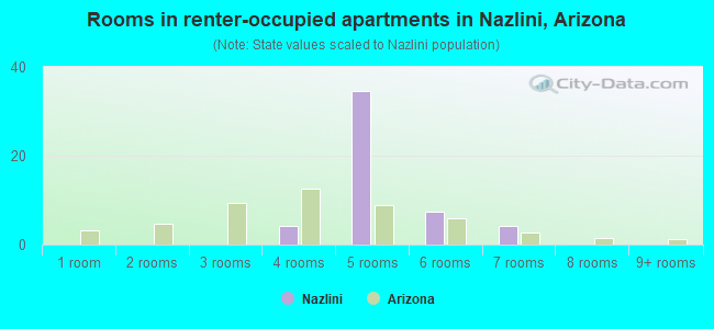 Rooms in renter-occupied apartments in Nazlini, Arizona