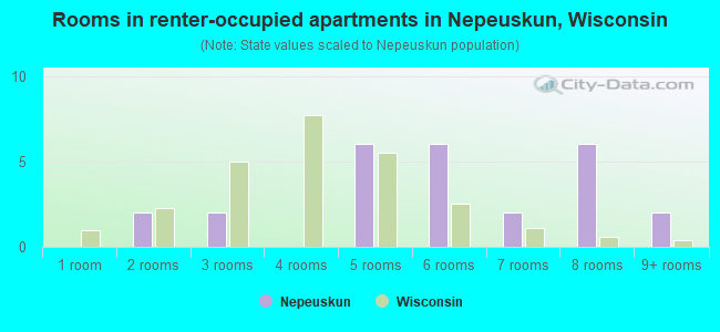 Rooms in renter-occupied apartments in Nepeuskun, Wisconsin