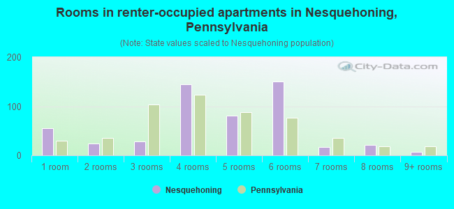 Rooms in renter-occupied apartments in Nesquehoning, Pennsylvania