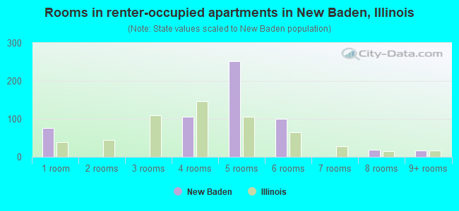 Rooms in renter-occupied apartments in New Baden, Illinois