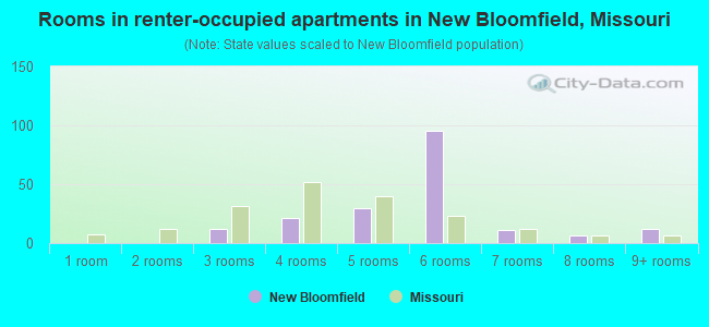 Rooms in renter-occupied apartments in New Bloomfield, Missouri