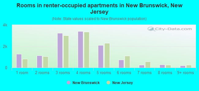 Rooms in renter-occupied apartments in New Brunswick, New Jersey