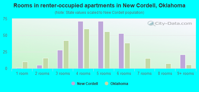 Rooms in renter-occupied apartments in New Cordell, Oklahoma