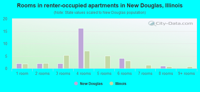 Rooms in renter-occupied apartments in New Douglas, Illinois