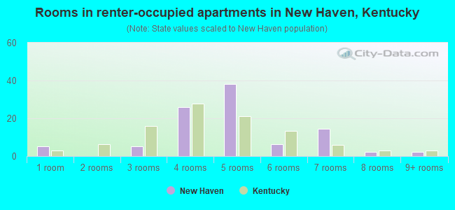 Rooms in renter-occupied apartments in New Haven, Kentucky