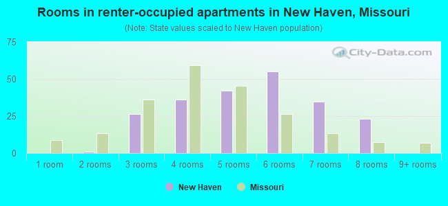 Rooms in renter-occupied apartments in New Haven, Missouri