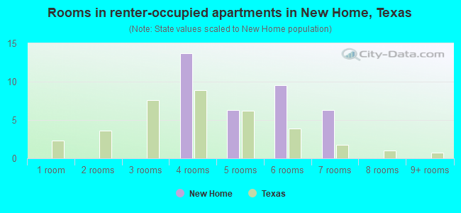 Rooms in renter-occupied apartments in New Home, Texas