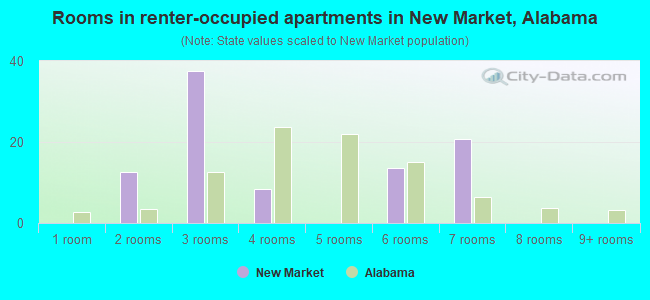 Rooms in renter-occupied apartments in New Market, Alabama