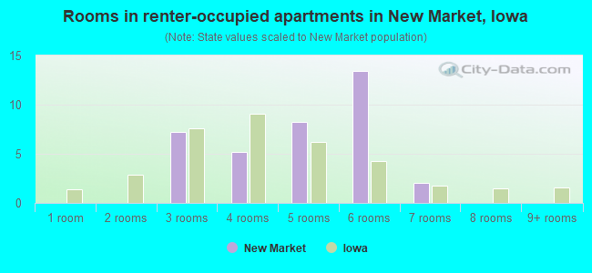 Rooms in renter-occupied apartments in New Market, Iowa