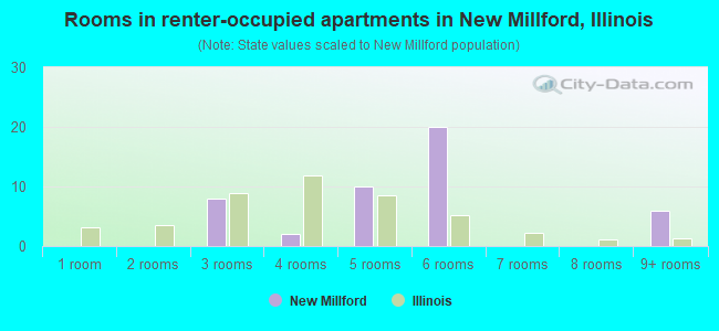 Rooms in renter-occupied apartments in New Millford, Illinois
