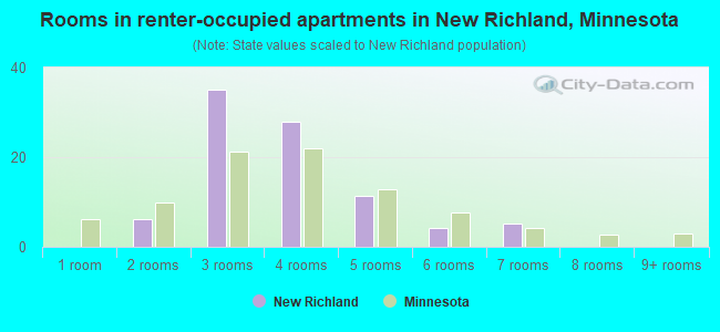 Rooms in renter-occupied apartments in New Richland, Minnesota