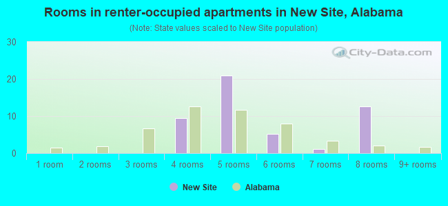 Rooms in renter-occupied apartments in New Site, Alabama