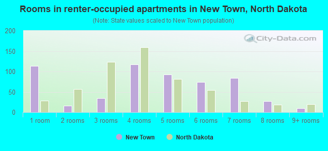 Rooms in renter-occupied apartments in New Town, North Dakota