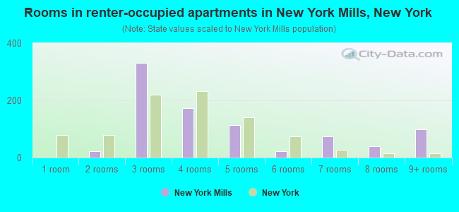 Rooms in renter-occupied apartments in New York Mills, New York