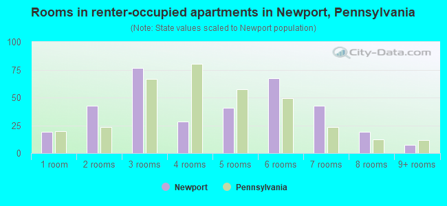 Rooms in renter-occupied apartments in Newport, Pennsylvania