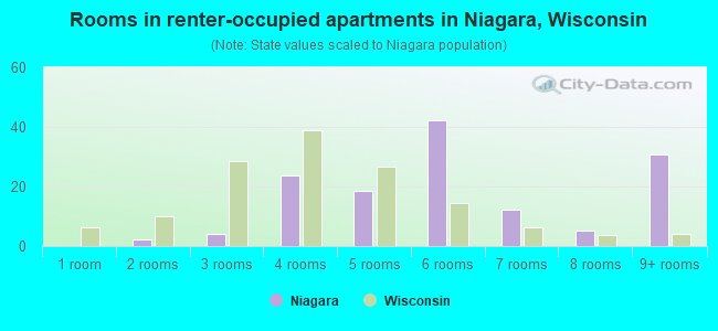 Rooms in renter-occupied apartments in Niagara, Wisconsin