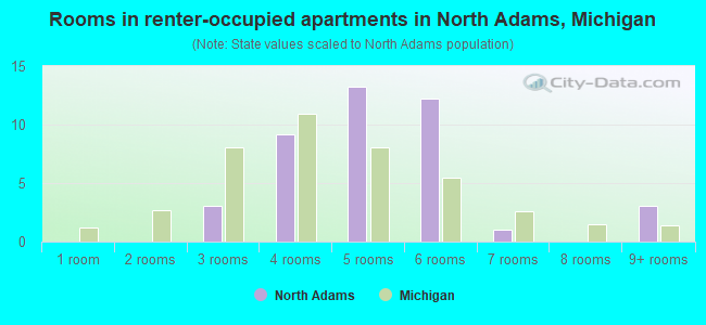 Rooms in renter-occupied apartments in North Adams, Michigan