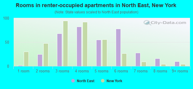 Rooms in renter-occupied apartments in North East, New York