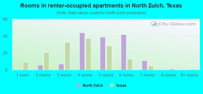 Rooms in renter-occupied apartments in North Zulch, Texas