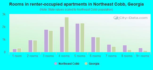 Rooms in renter-occupied apartments in Northeast Cobb, Georgia