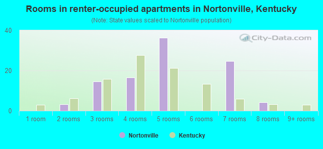 Rooms in renter-occupied apartments in Nortonville, Kentucky
